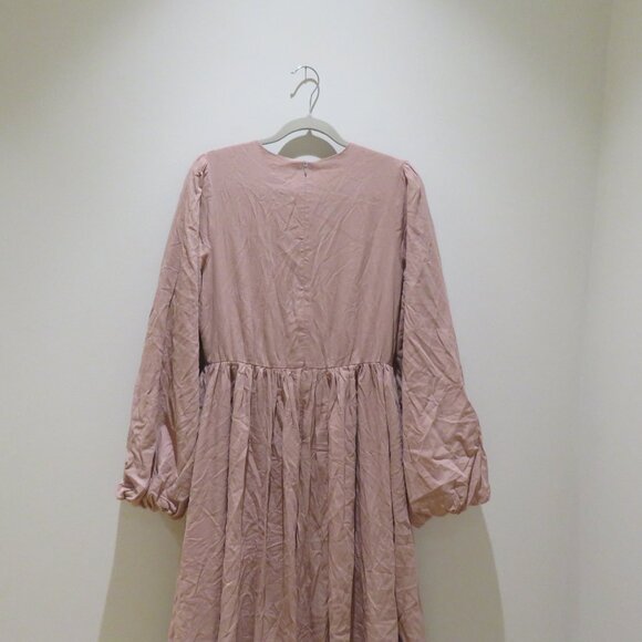 VEILED NEW YORK Balloon Sleeve Maxi Modest Dress Blush Medium Tall Wedding Abaya - Picture 10 of 15
